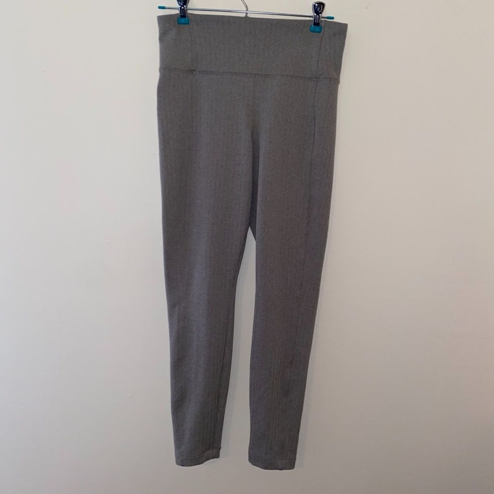Athleta women's Delancy herringbone gray tight leggings zip pocket size SP